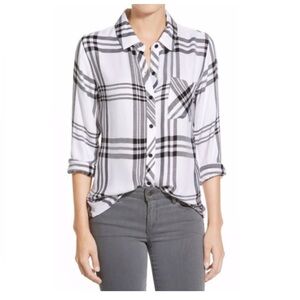 Rails Hunter in WHITE STORM Button Up Long sleeves White Grey Shirt Size L